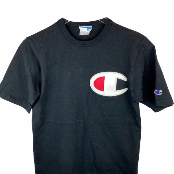 Champion Classic Satin Patch T-Shirt Black Small - Picture 5 of 8